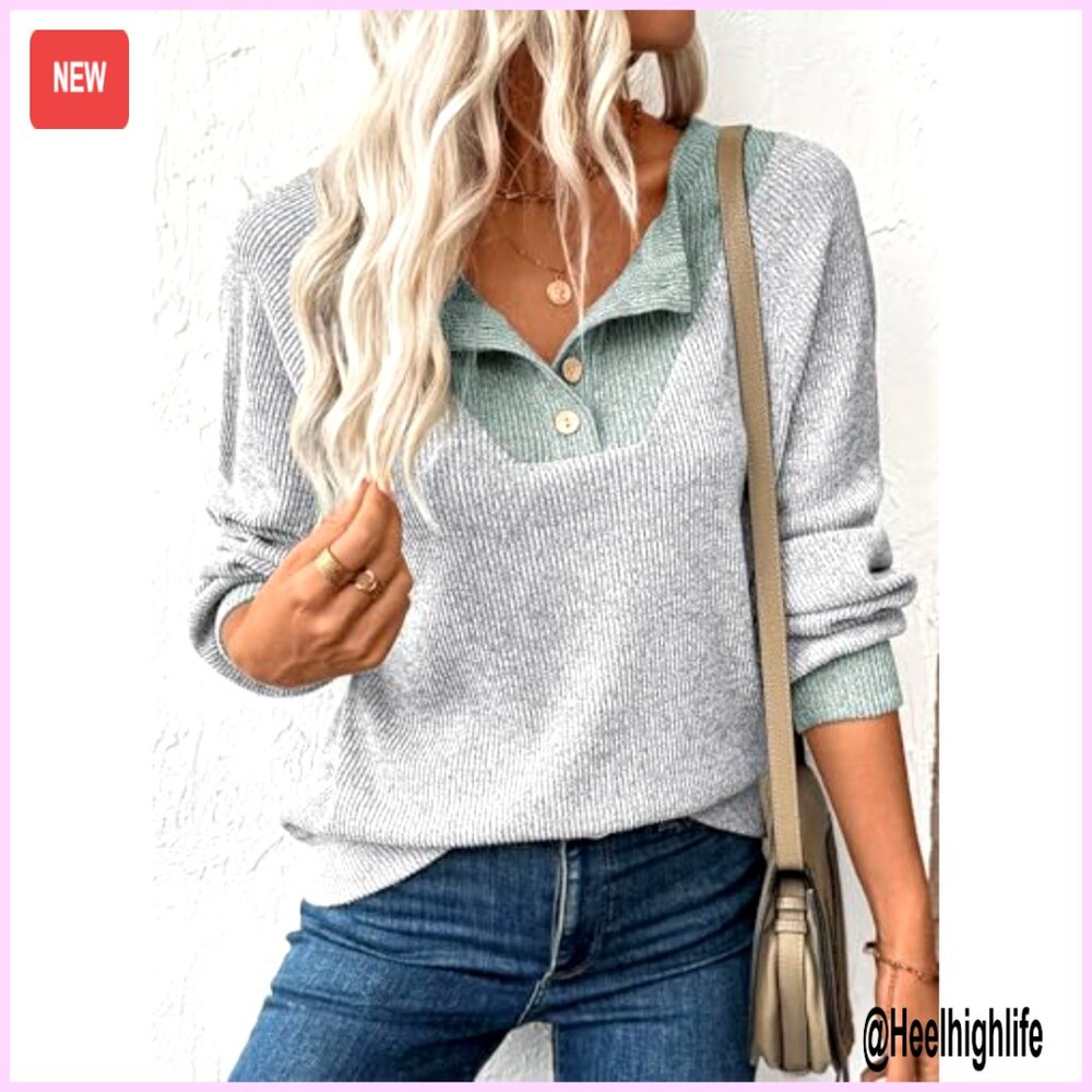 Long Sleeve Patchwork Pullover Sweatshirt, Oversi… - image 4